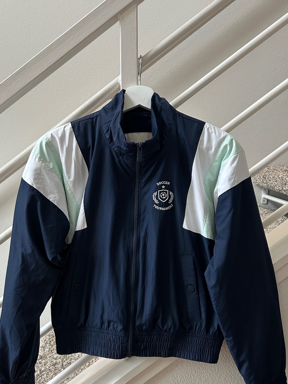 Abercrombie & Fitch Navy, White & Mint Soccer Tournament Windbreaker Jacket